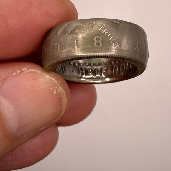 2018 Kennedy Half Dollar Coin Ring Wide Band Chunky Bold - Picture 2 of 11
